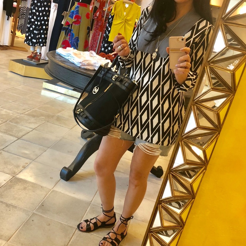 J. Crew Black and White Geometric Tunic